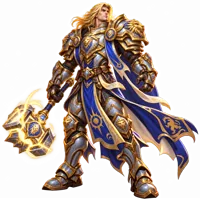 Alliance paladin in golden WotLK plate armour