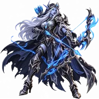 Dark ranger drawing a frost-charged bow