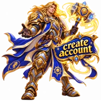 Alliance paladin holding a Create Account banner