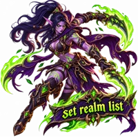 Night elf demon hunter holding a Set Realmlist banner